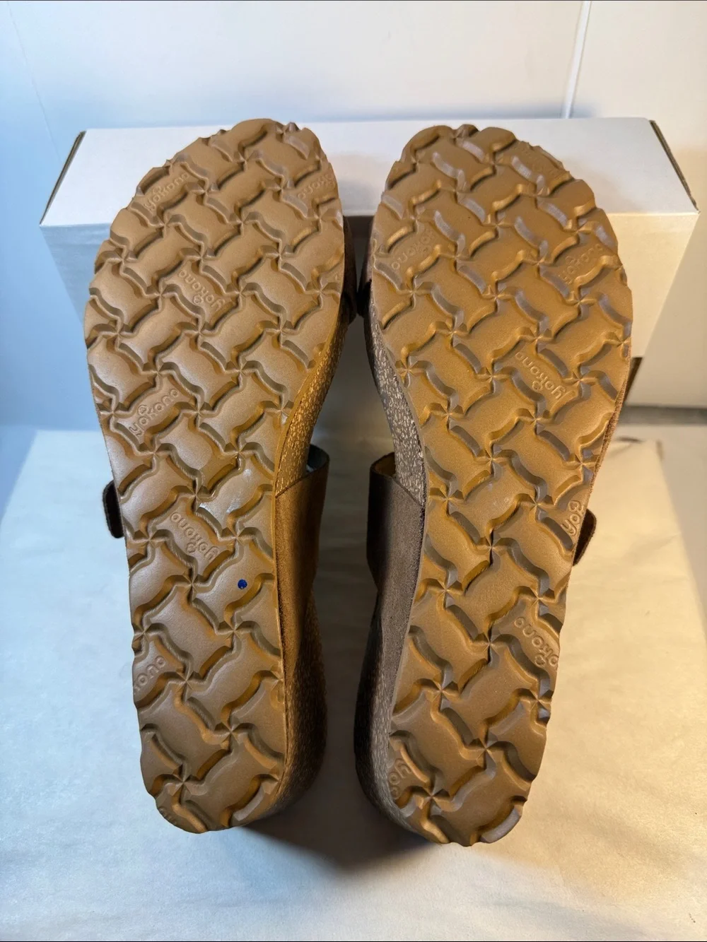Jokono Brown Suede Wedge Sandals with Buckle